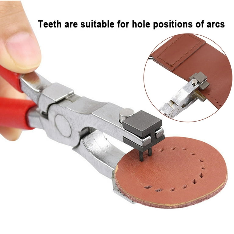 Leather Stitching Hole Punch Plier Clamp Cutter Leather Hand Pliers Leather  Punch Tool for Belts Straps Saddles Fabric Leather DIY Craft (4 Prong)
