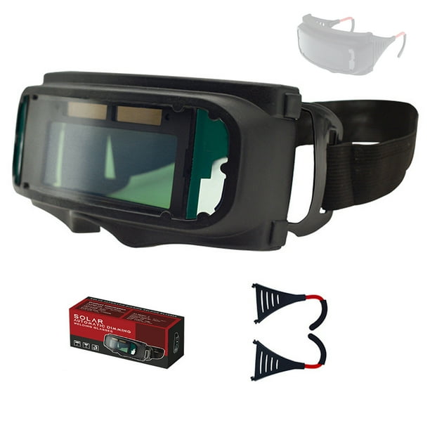 Headwear Gafas de soldadura con atenuación automática, vista grande, color verdadero, gafas protectoras de oscurecimiento automático para soldadura por arco, rectificado y corte