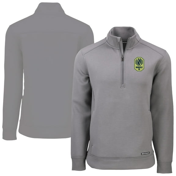 Men's-Cutter & Buck  Gray Nashville SC Roam Eco Recycled Quarter-Zip Pullover Top