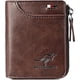 thumbnail image 1 of Aiks Carteras de canguro, cartera de hombre con cremallera de cuero con protección RFID, cartera de PU elegante diseño suave y simple (marrón retro), 1 of 4
