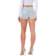 thumbnail image 3 of Pantalones cortos brillantes de mujer INSPIRE CHIC con lentejuelas, de tiro medio, sólidos, con brillo, elásticos, coloridos, blancos, talla M, 3 of 6