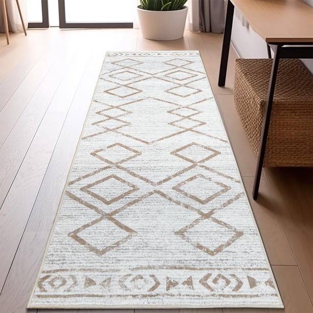 Alfombra corredor Jinchan 61x152 cm taupe marroquí antideslizante