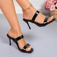 thumbnail image 4 of GERsome Women's Stiletto Heels Sandals Square Open Toe Slip On Dress Shoes Work Wedding Party Pumps Black Size 8.5, 4 of 9