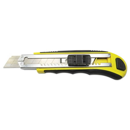 UPC 749507000037 product image for Boardwalk® RUBBER-GRIPPED RETRACTABLE SNAP BLADE KNIFE, STRAIGHT-EDGED, BLACK/YE | upcitemdb.com