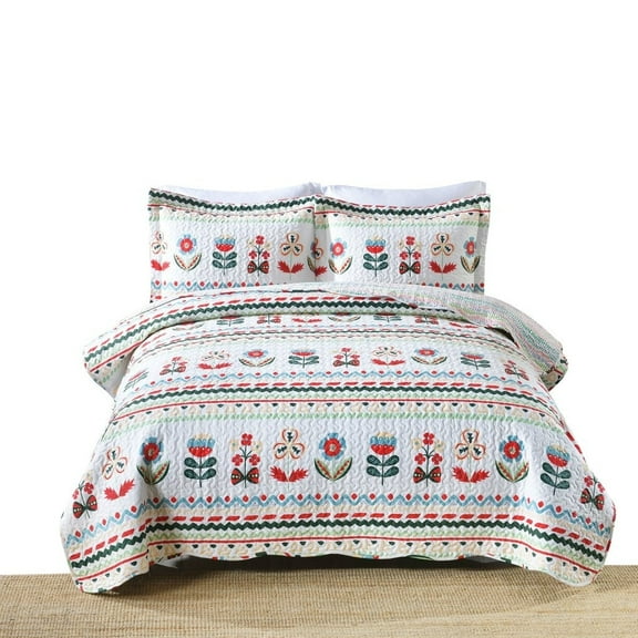 MarCielo 2/3 Piece Kids Cotton Quilt Bedspread Comforter Set Throw Blanket for Teens Boys Girls Kids Beds Bedding Coverlet LiTa Full 3 Piece