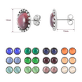thumbnail image 4 of 12 Pairs Surgical Stainless Steel Cat's Eye Stone Stud Earring, 18K Gold Plated Multicolor Stud Earrings Set for Women, 4 of 8