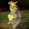 thumbnail image 6 of Solar Garden Statues Outdoor, Rabbit Figurines with LED Light, Solar Powered Light Yard Decorations for Patio, Balcony, Lawn Ornaments, 6 of 8