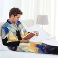 thumbnail image 5 of KLL Cat Under Starry Skies Sleepwear Mens Flannel Pajamas,Long Cotton Pj Set, 5 of 7