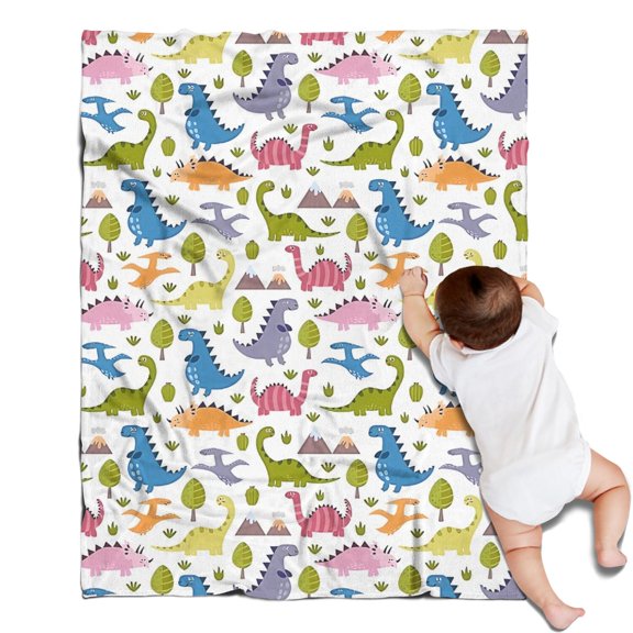 Colorful Cartoon Dinosaurs Landscape Pattern Blanket,Comfortable Soft Lamb Wool Throw Blanket,All Season,Warm Lightweight Blankets for Sofa Bed Couch Living Room Chair,30"x40"