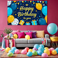 thumbnail image 7 of Blue Themed Happy Birthday Banner with Balloons Gifts Crown and Stars Party Decoration Background for Birthday Party Photography Props Photo Booth Backdrop Decors, 7 of 7