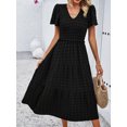 thumbnail image 5 of Yesfashion  Women's 2025 Summer Dress Polka Point Regular Short-Sleeve V-Neck Swing Dresses, 5 of 9