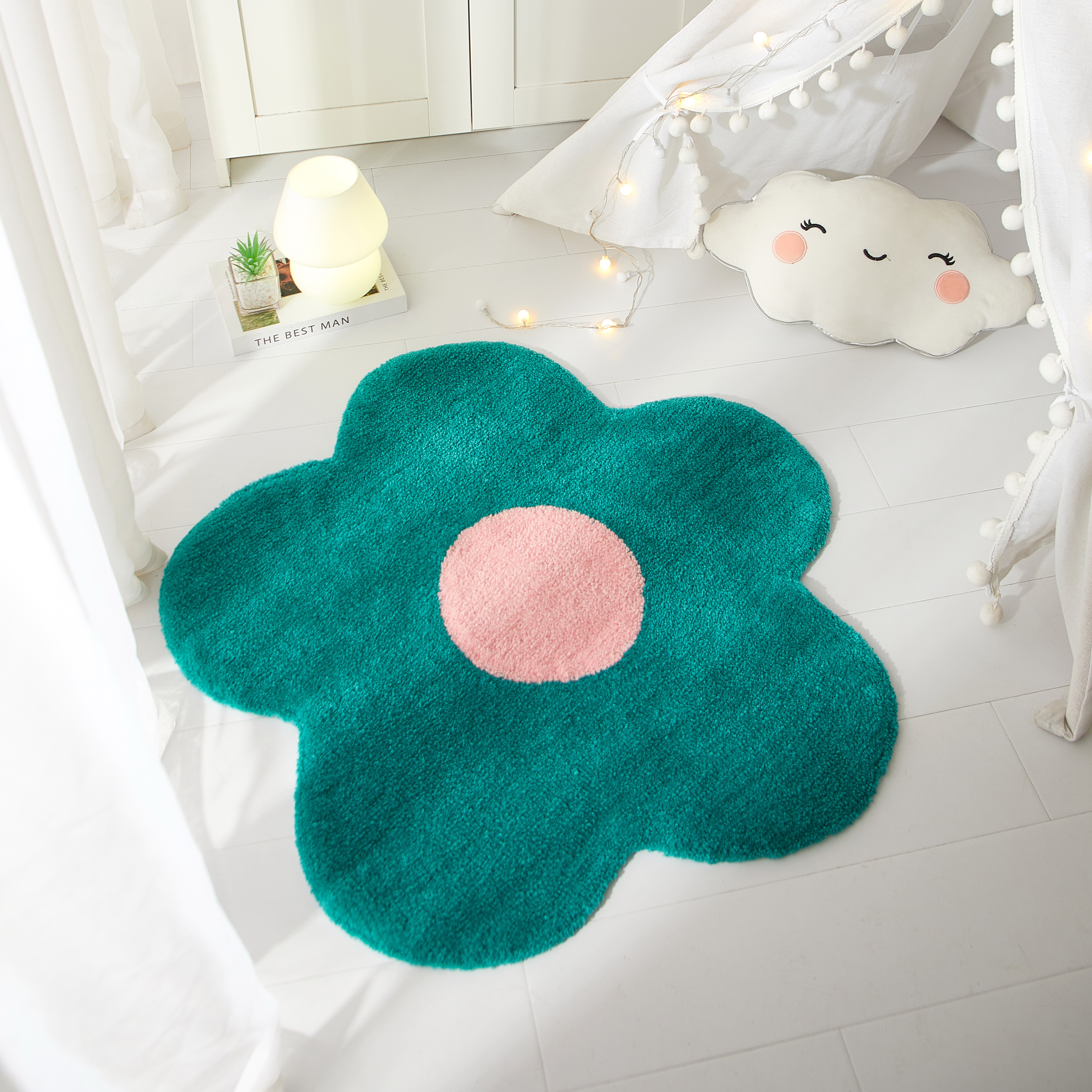 Mainstays Alfombra en Forma de Flor, Verde Azulado 3