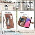 thumbnail image 4 of Feishell Case For Samsung Galaxy A16 5G,Embossed Premium PU Leather Wallet Flip Cover Card Slots Zipper Pocket Kickstand with Wrist Strap,Magnetic Closure Handbag Shockproof Cover, Brown, 4 of 7
