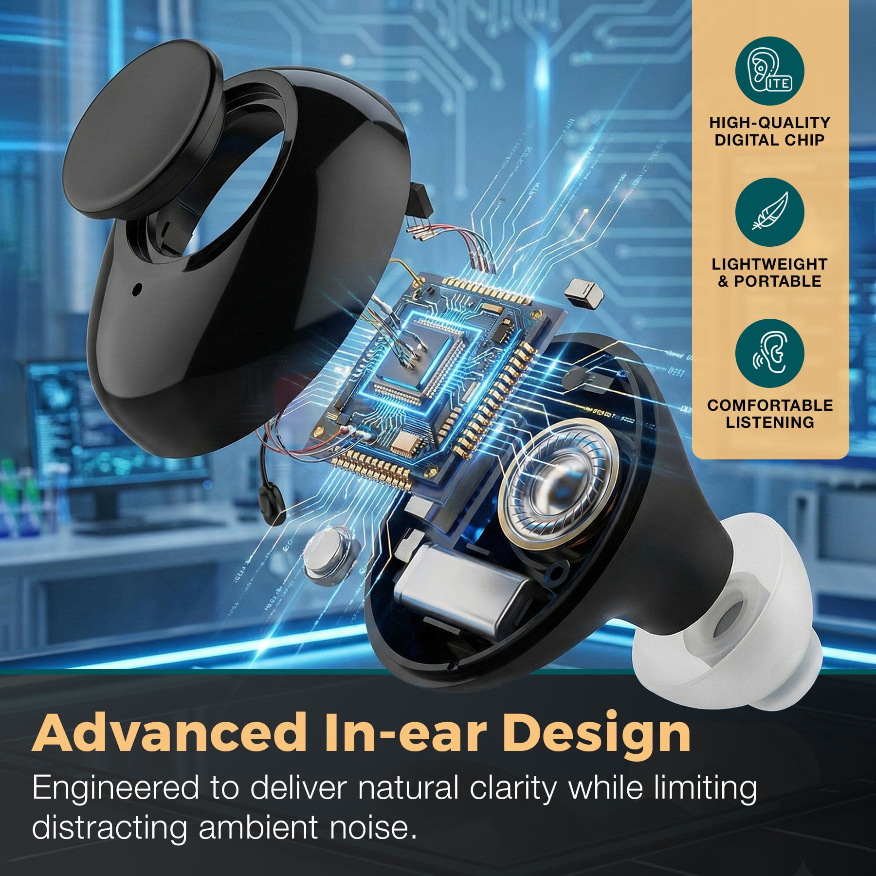 MEDca Digital Hearing Personal Sound Multicolor Rechargeable Amplifier 2 Piece Set