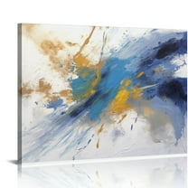 JEUXUS Abstract Wall Art For Living Room Large Size Framed Navy Blue Canvas Wall Art Abstract Wall Decor Abstract Art Paintings Fantasy Colorful on White Background Modern Artwork Decor