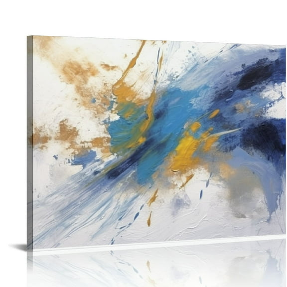 JEUXUS Abstract Wall Art For Living Room Large Size Framed Navy Blue Canvas Wall Art Abstract Wall Decor Abstract Art Paintings Fantasy Colorful on White Background Modern Artwork Decor