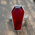 thumbnail image 4 of Garnet Natural Gemstone Coffin Ring, Genuine 925 Sterling Silver, Statement Promise Ring, Engagement Wedding Birthday Men's Women's Ring, January Birthstone Unique Gifts For Him (garnet, Size 7), 4 of 9