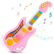 Zmoon Guitar for Kids 2 In 1 Musical Instruments Piano Toddler Toy Guitar with Strap Electric Guitar for 3 4 5 Year Old Boys Girls Children Birthday Gifts (Pink)