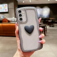 thumbnail image 3 of Compatible with Samsung Galaxy A15 5G Phone Case 6.5", Cute 3D Love Heart Aesthetic Curly Wavy Non-Slip Clear Transparent Camera Protect Soft Silicone Shockproof Cover for Women (Black), 3 of 12