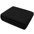 Sweet Home Collection Waffle Weave Cotton Blanket King Black