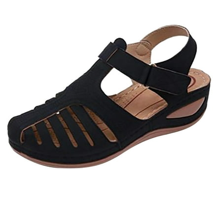 

Dezsed Women s Sandals Clearance Premium Orthopedic Bunion Corrector Flats Casual Soft Sole Beach Wedge Vulcanized Shoes Black 38