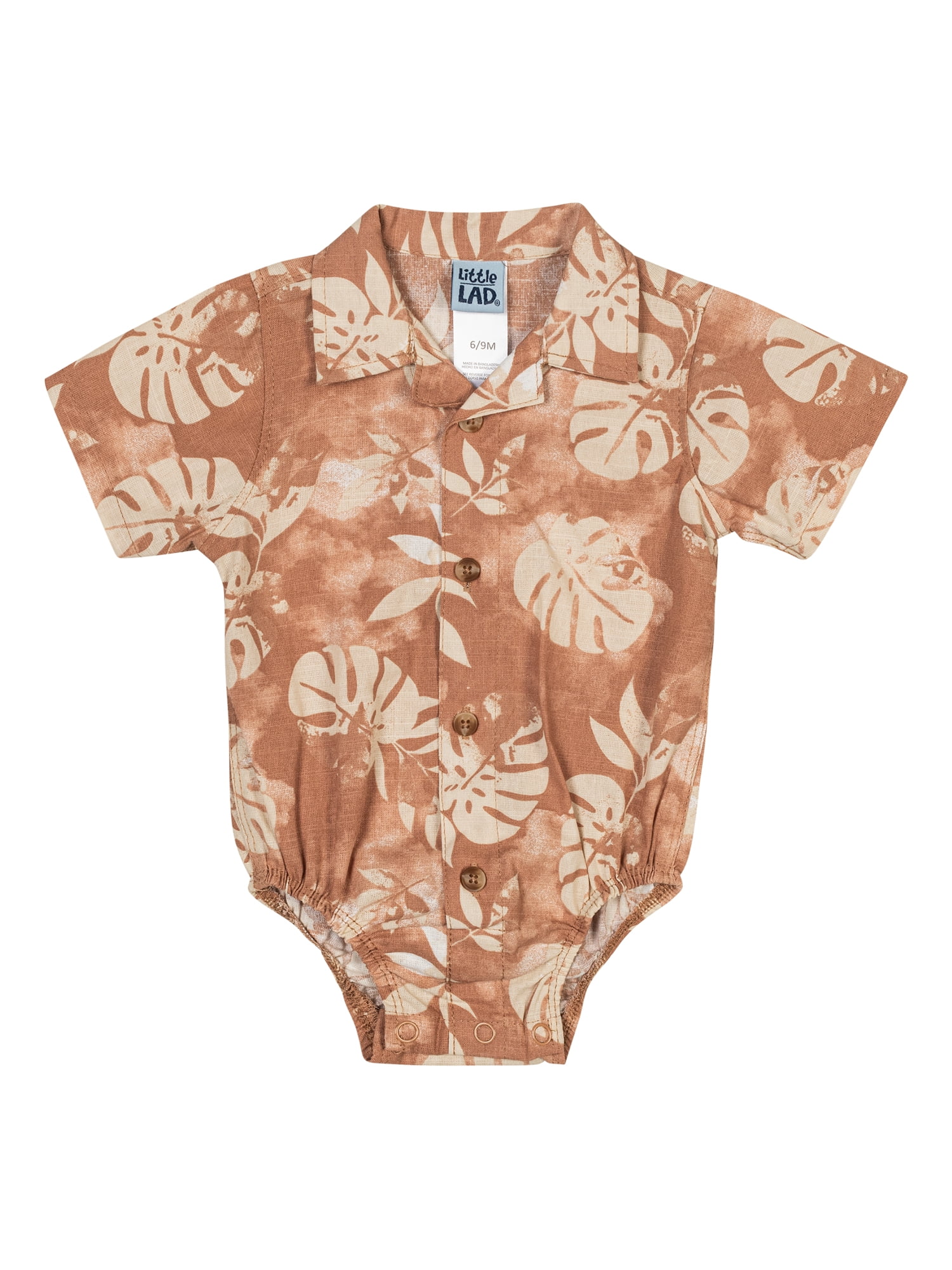 Little Lad Newborn and Infant Boys' Short Sleeve Shirt and Pant, 2-Piece Set, Sizes 0/3M-24M
