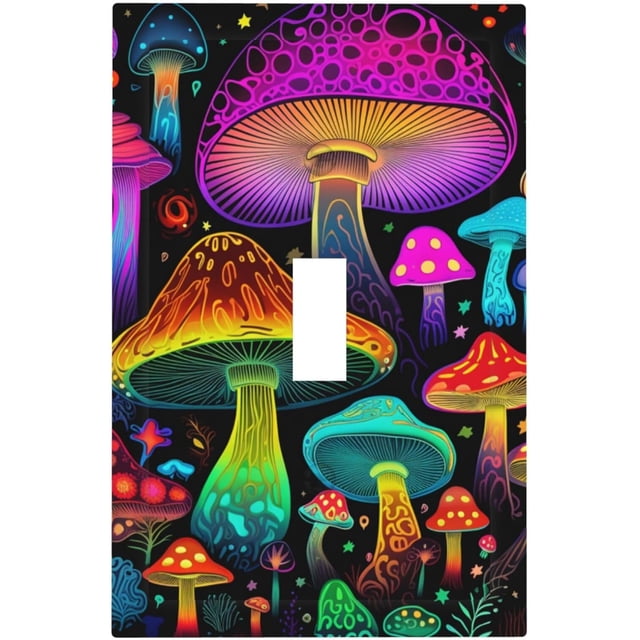 Neukim Decorator Switch Cover 1 Gang Single Toggle Trippy Neon Shroom Mushroom Wall Plate Outlet Switch Covers Light Switch Cover Receptacle Cover