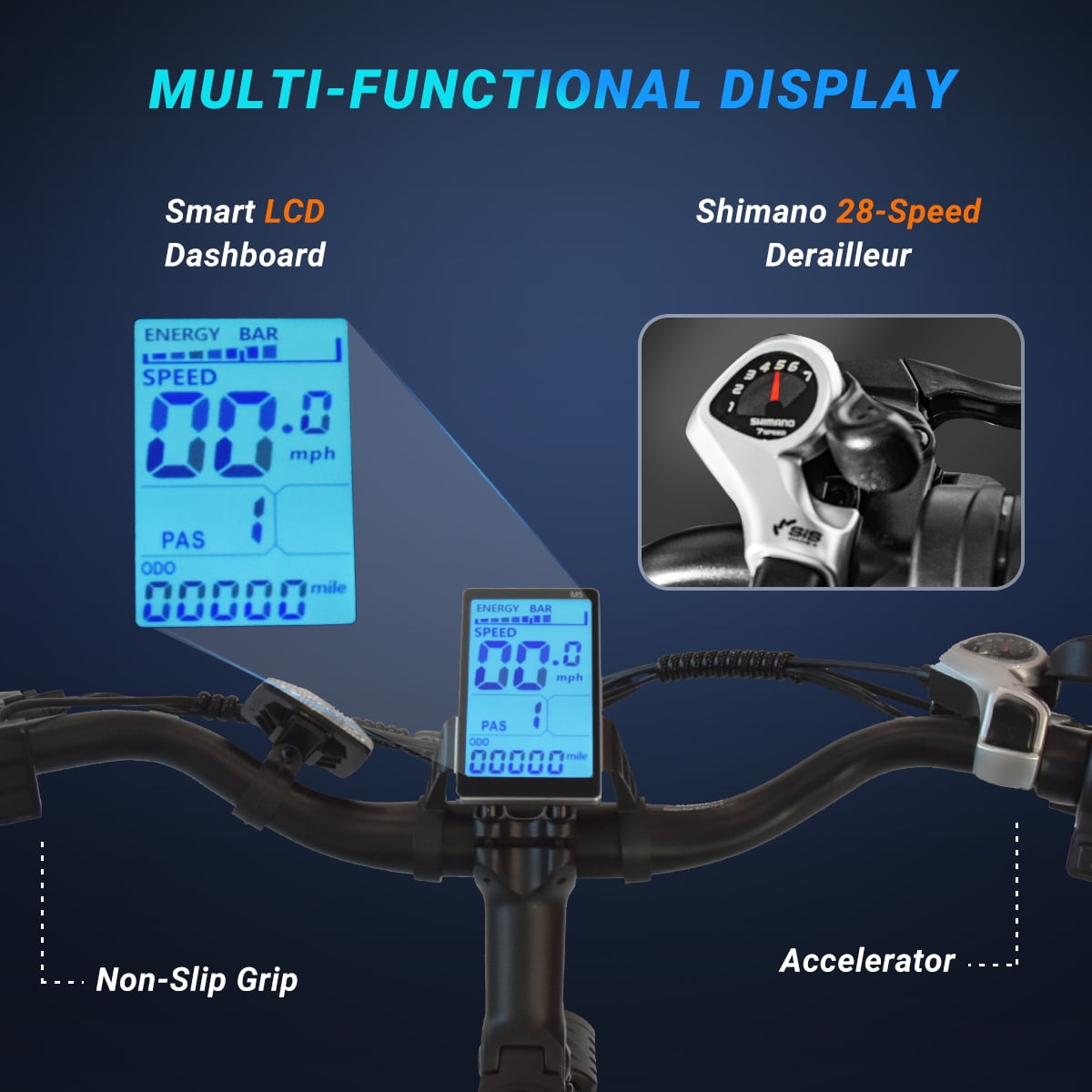 DYU C7L Electric Bike for Adults, 26" Peak 1000W Motor Ebike, 48V 10.4Ah Removable Battery, 45 Miles Max 20MPH, 7 Speed Electric Bicycle UL2849