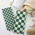 thumbnail image 5 of 2PCS Green and Orange Kitchen Towels Checkered Dish Towel 16x24 Inches Modern Neutral Home Decorative Absorbent Dishcloths Hand Tea Towels for Spa Bath Decor, 5 of 6