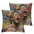 thumbnail image 2 of Acheng Cushion Covers Painting with Splattered Square Pillow Cover Colorful Paint Splatter Throw Pillows Decorative Outdoor Pillow Case for Couch Bed Car,Set of 2 White, 2 of 6