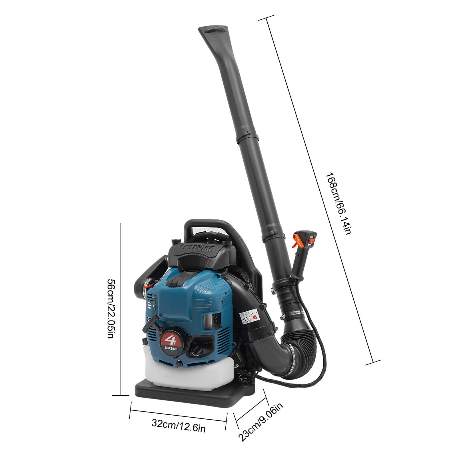 1.9L Gasoline Leaf Blower 4 Stroke Backpack Leaf Blower 75.6CC Backpack Gasoline Engine Leaf Blower, Blue