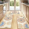 thumbnail image 3 of MeyJey Vintage Kitchen Rug Set, 3 Piece Non-Slip Kitchen Mat Machine Washable Runner Rug for Home Floor and Living Room, Orange/Beige/Blue, 3 of 10