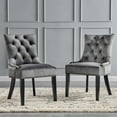 thumbnail image 2 of Tufted Side Dining Chair, Set of 2, Velvet, Wood, Dark Grey Gray, Modern Contemporary Urban Design, Kitchen Room Cafe Bistro Restaurant Hospitality, 2 of 10