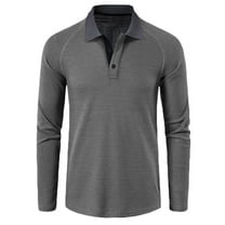 Men's Long Sleeve Polos Shirt Golf Shirts Regular Jersey Tennis Shirt Cotton T Shirts Casual Fashion V Neck Lapel Shirt Men Solid Color Quick-Dry Pullover Top