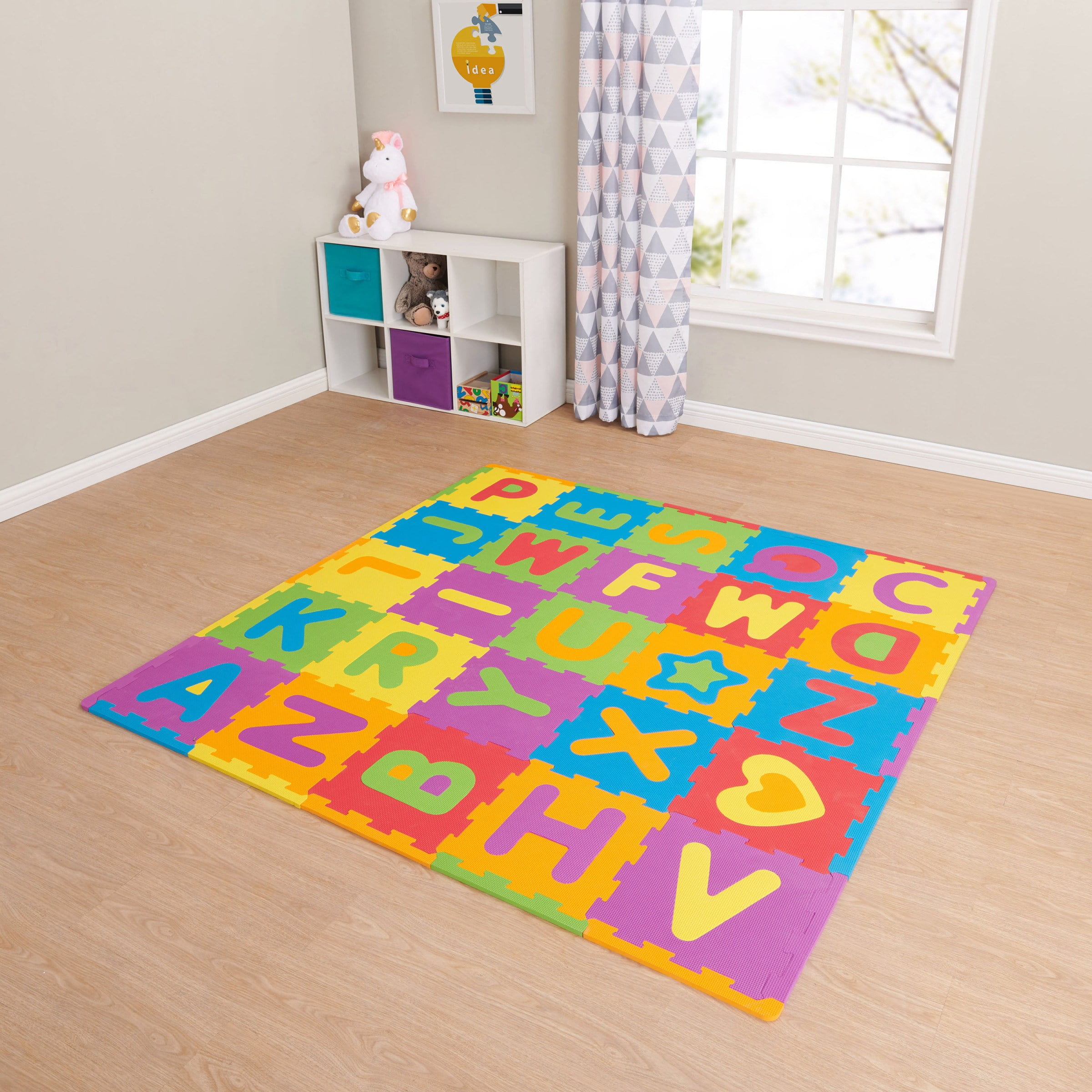 Includes Carry Case LuckyBear Kids Play Mat 28-Piece 11 x 11 Inches Foam Mats for Kids Alphabet Puzzle Floor Tiles Educational and Fun ABC Rug for Kids Room 