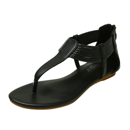 

ZRBYWB Women s Sandals Summer Casual Knitting Color Blocking Non Slip Flat Heel Beach Shoes