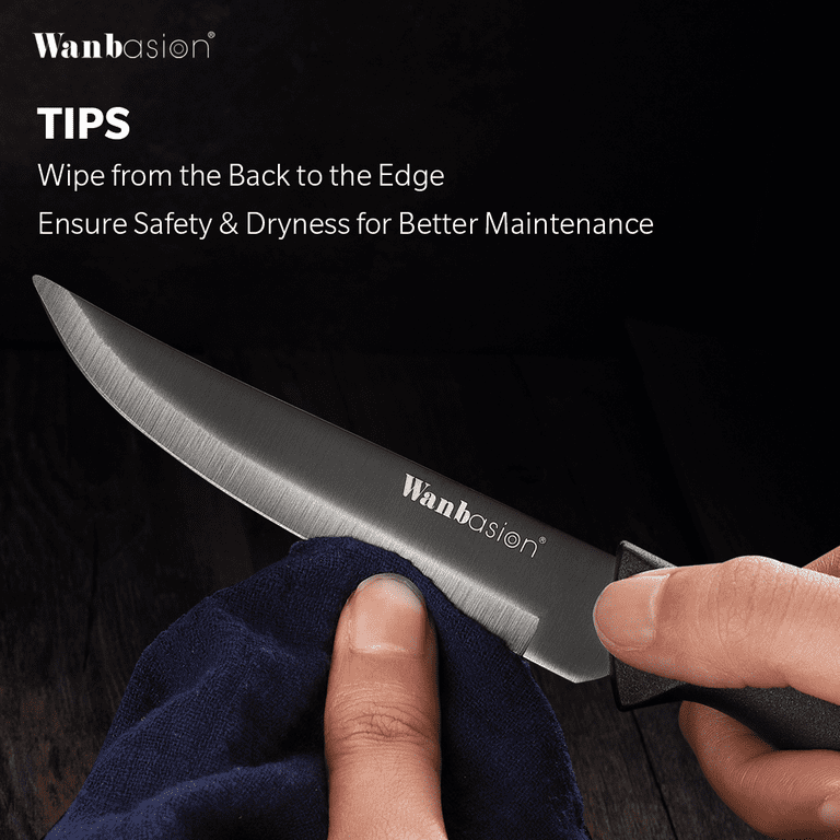 Wanbasion Black Stainless Steel Serrated Steak Knives Set of 8