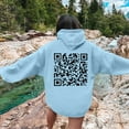 thumbnail image 6 of Hpapadks Womens Hoodies Code Printed Round Neck Streetwear Long Sleeve Hooded Women's Sweatshirt Sky Blue L, 6 of 6