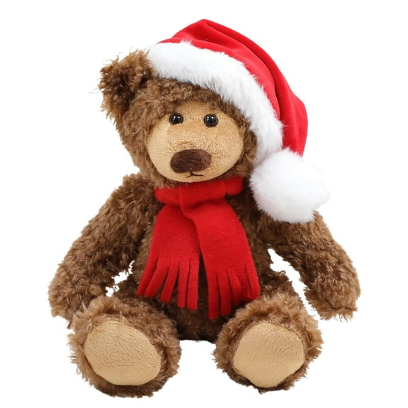 Made by Aliens Christmas Frankie Teddy Bear Stuffed Animal - Adorable Xmas Plush Toy with Hat and Scarf - Soft and Cuddly Winter Companion - Perfect Gift for Kids and Seniors - 10 inch