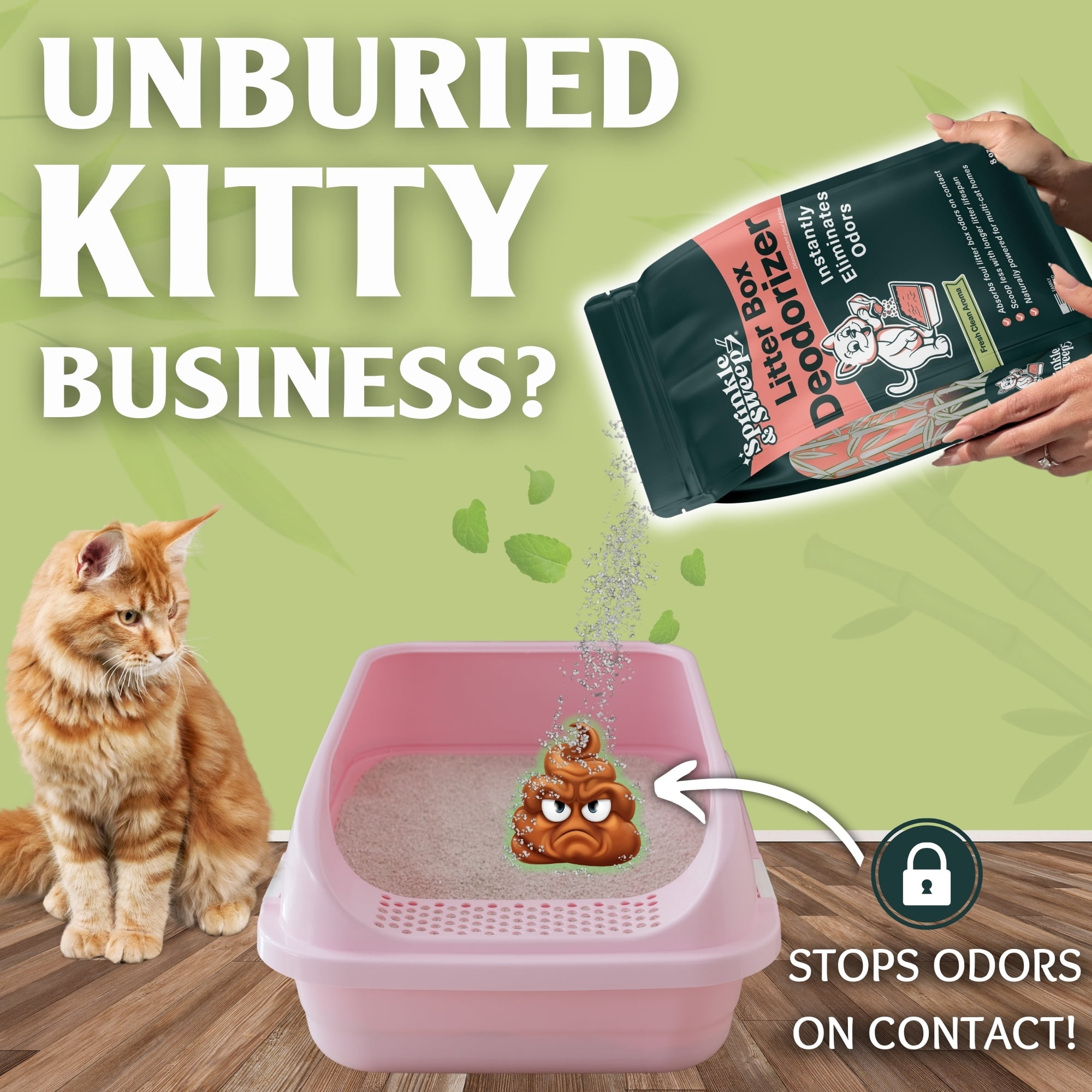 Sprinkle & Sweep Litter Box Deodorizer – Cat Odor Eliminator for Litter Box & Instantly Removes Foul Smells and Urine Odors