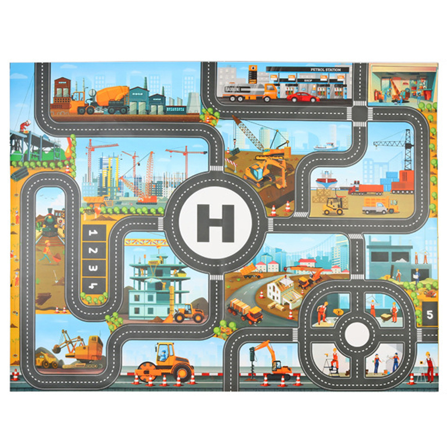 Kids Carpet Playmat Urban Construction,Plastic PVC Playmat Size39.3X51