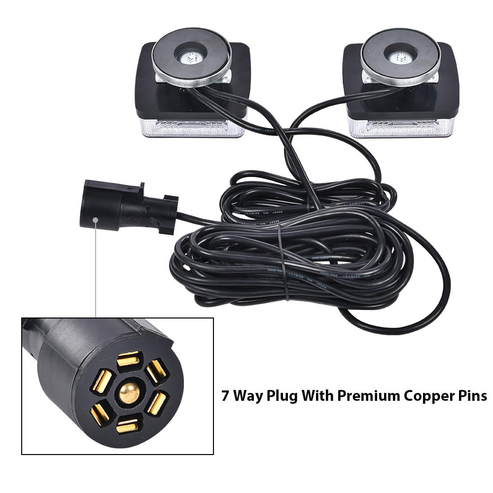 CROSSDESIGN Light  Magnetic LED Trailer Towing Light Kit 24ft Cable with 7 Pin Plug Fit for most USA 5 wire systems standard 12V trailer