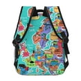 thumbnail image 4 of Gaeub Cartoon Map Of Europe Ergonomic Lightweight Laptop Backpack - Multiple Pockets for School, Work, Travel, Outdoor Activities -One Size, 4 of 5