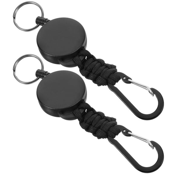 HOMEMAXS 2 Pcs Detachable Key Quick Release Elastic Key Chain 15.00X4.00X1.00CM Black