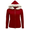 thumbnail image 4 of DHFJKG Winter Coats For Women Fuzzy Trim Hoodies Solid Color Long Sleeve Loose Fit Drop Shoulder Zipper Jacket Comfort Outerwear, 4 of 6