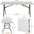 thumbnail image 3 of 6 FT Folding Table Heavy Duty Plastic Indoor Outdoor Portable Fold Up Party Dining Table Utility Camping Table Hold Up to 500 LBS White, 3 of 4