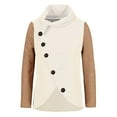 thumbnail image 3 of Womens Fashion Fall Deals ! BVnarty Sweater for Women Fall Fashion Color Block Retro Button Down Belt Thickening Pullover Cowl Neck Long Sleeve Shacket Jacket Comfy Lounge Casual Khaki M, 3 of 4