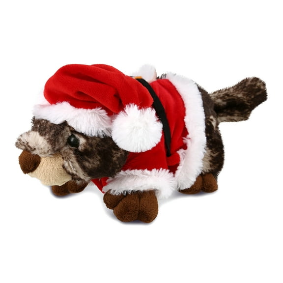 DolliBu Santa Standing Marmot Stuffed Animal Plush Toy - Super Soft Animal Dress Up with Red Santa Claus Outfit, Cute Wildlife Holiday Christmas Gift - 11 Inch