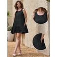 thumbnail image 2 of DARING DIVA Women's Gingham Flowy Swing Plaid Tiered Short Dresses L Black, 2 of 6