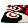 thumbnail image 5 of HR HANDCRAFT RUGS, Lava shag Rug 8x10 for Living Room Decor 2021 Rug Trends Bright Modern Swirls Pattern, 3-D Hand Curved Shaggy Lava red/Black/Cream, 5 of 7